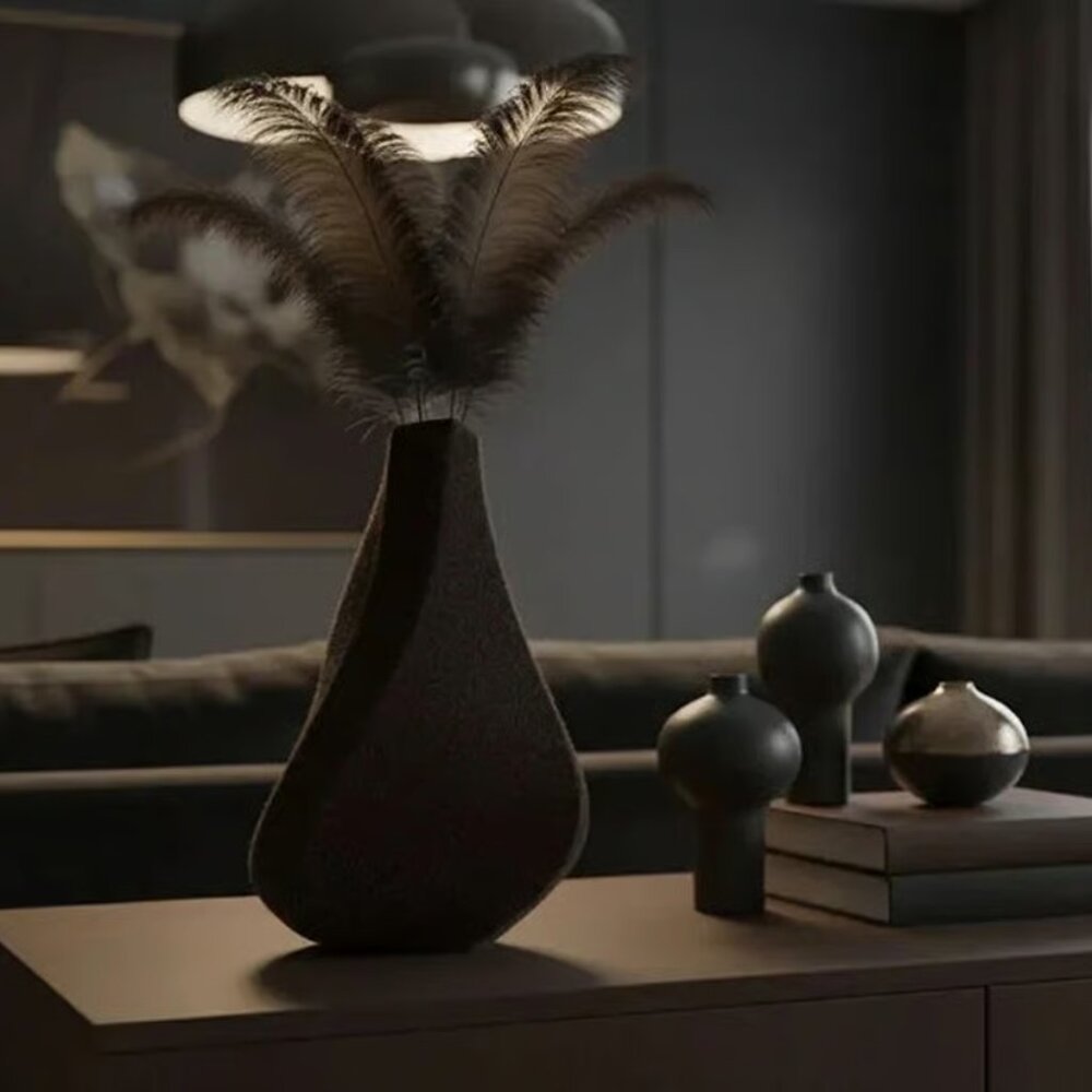 GRAY Kairos Flux Textured Tall Modern Design Decorative Vase